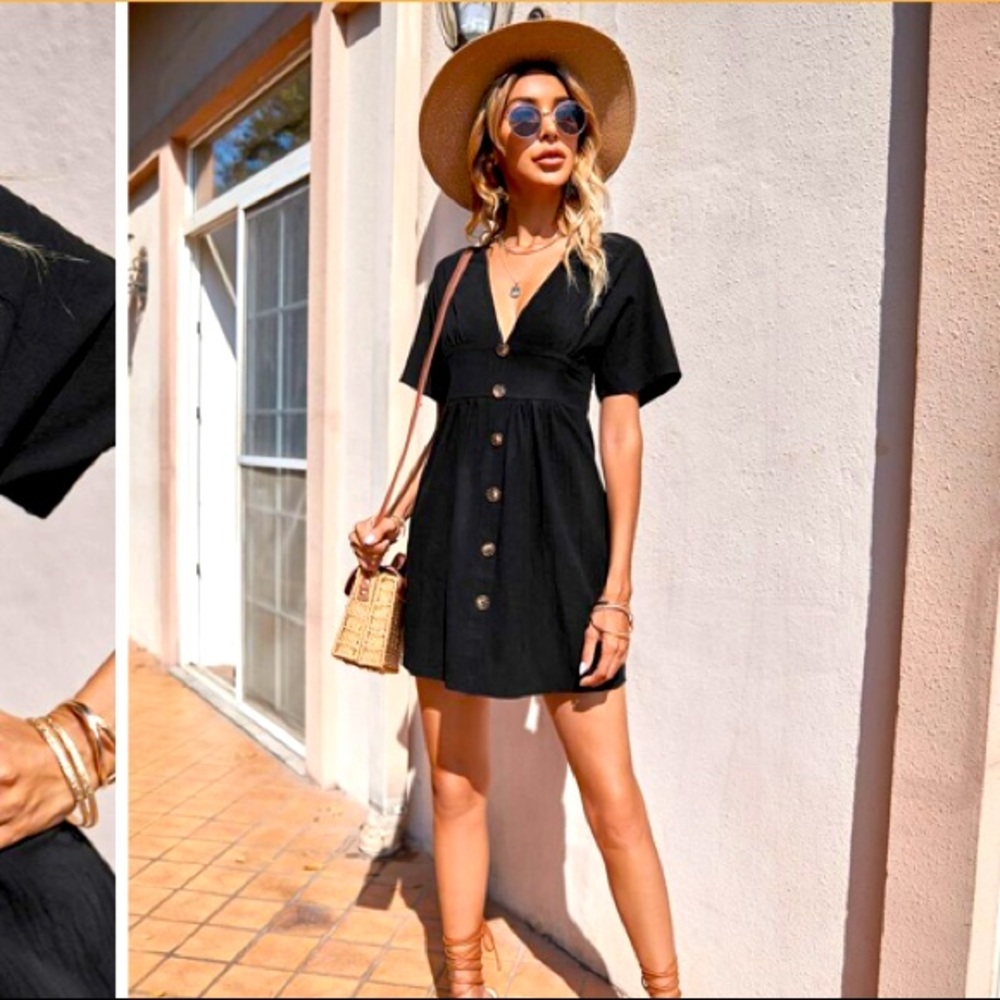 NWB Deep V Button Front Dress